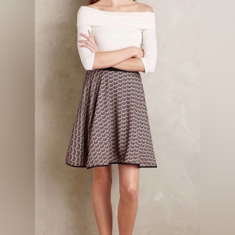 Anthropologie Eva Franco Fox Print Palisades Women’s Swing Circle Skirt